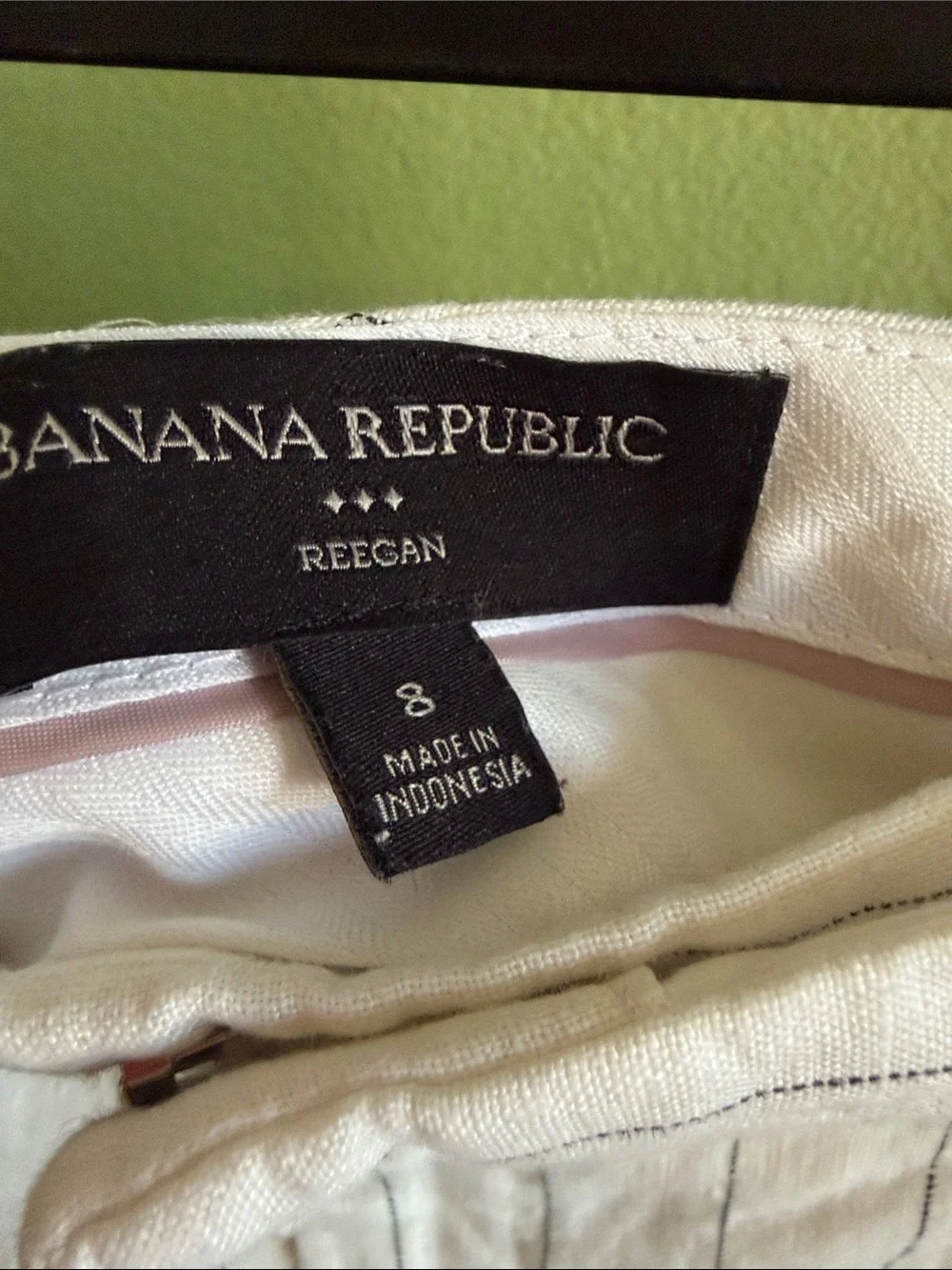 Banana Republic White Pinstripe Linen